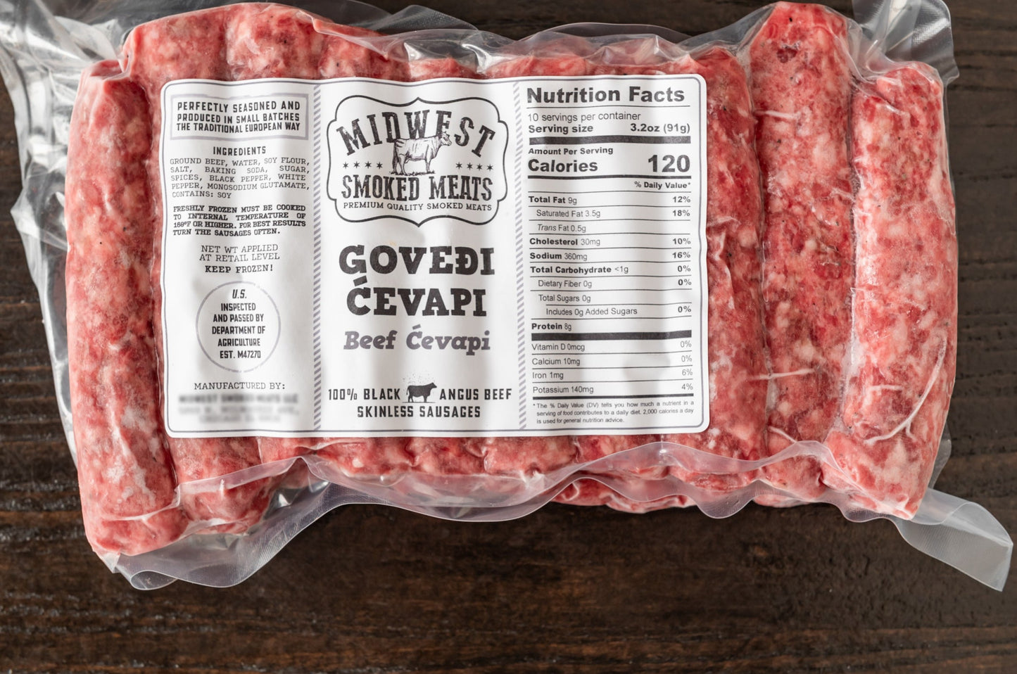 Skinless Beef Sausages (Ćevapi)