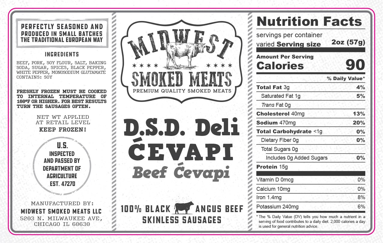 Skinless Beef Sausages (Ćevapi)