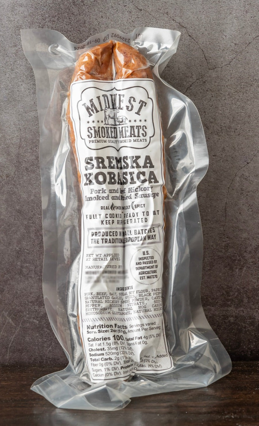 Pork & Beef Smoked Sausage,Hot(Sremska Kobasica, Ljuta)